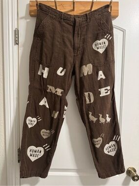 Human Made Brown Cargo Pants with White Logos